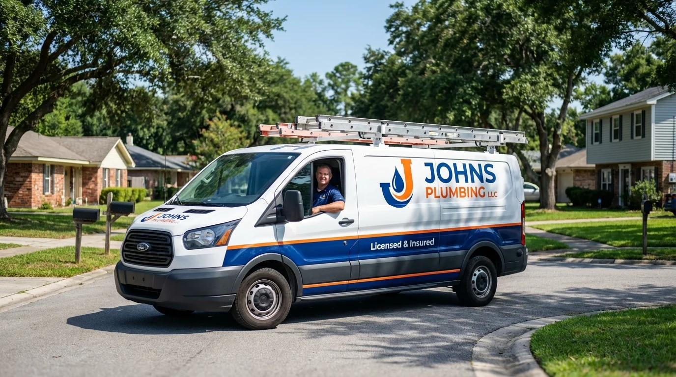 Johns Plumbing LLC service van in Eatontown, NJ