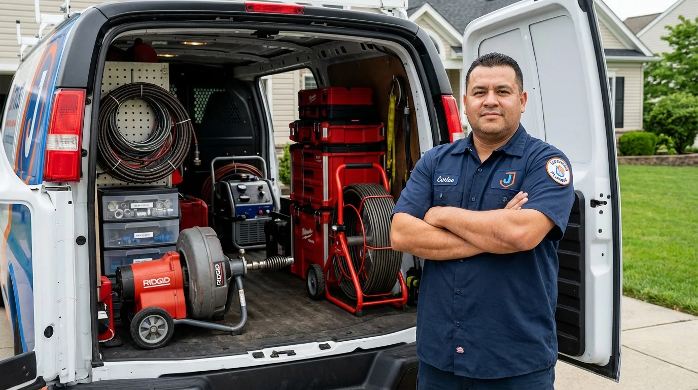 Professional drain cleaning equipment and Johns Plumbing LLC plumber in Eatontown