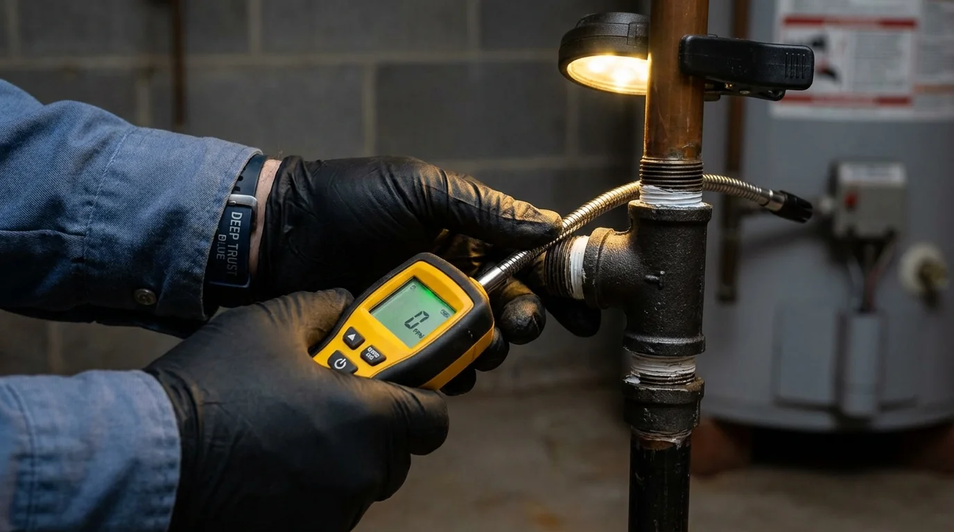 Gas leak detection with electronic sniffer by Johns Plumbing LLC in Eatontown