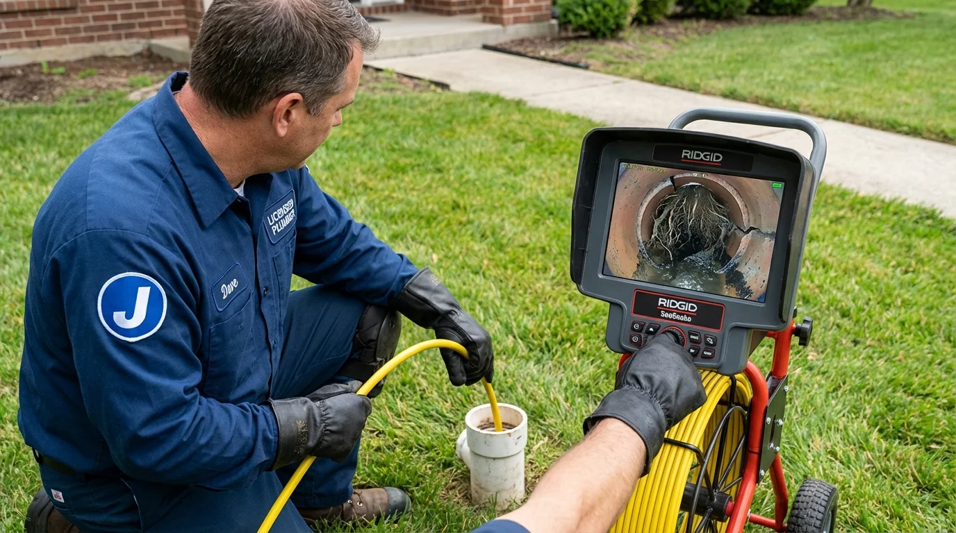 Sewer camera inspection being performed by Johns Plumbing LLC in Eatontown