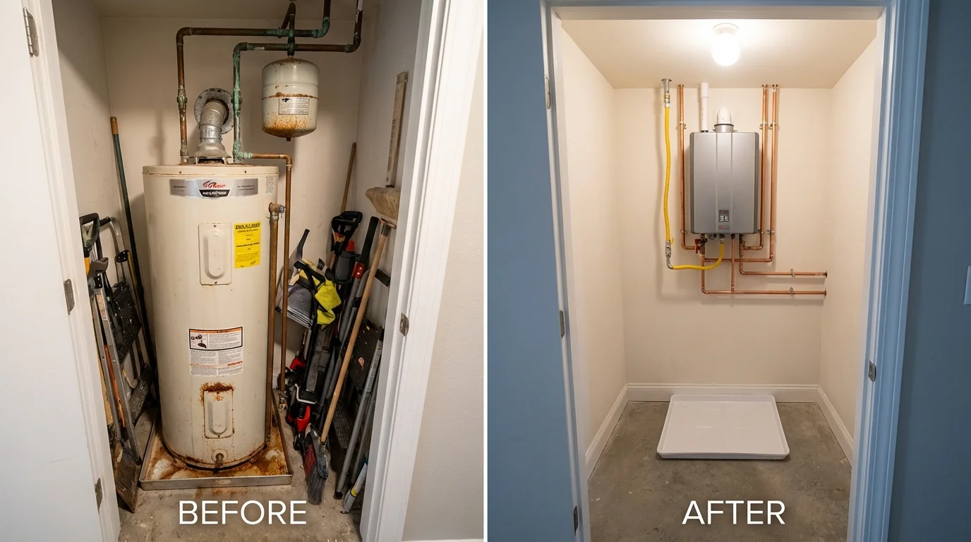 Tank water heater versus wall-mounted tankless unit comparison for Eatontown, NJ homeowners
